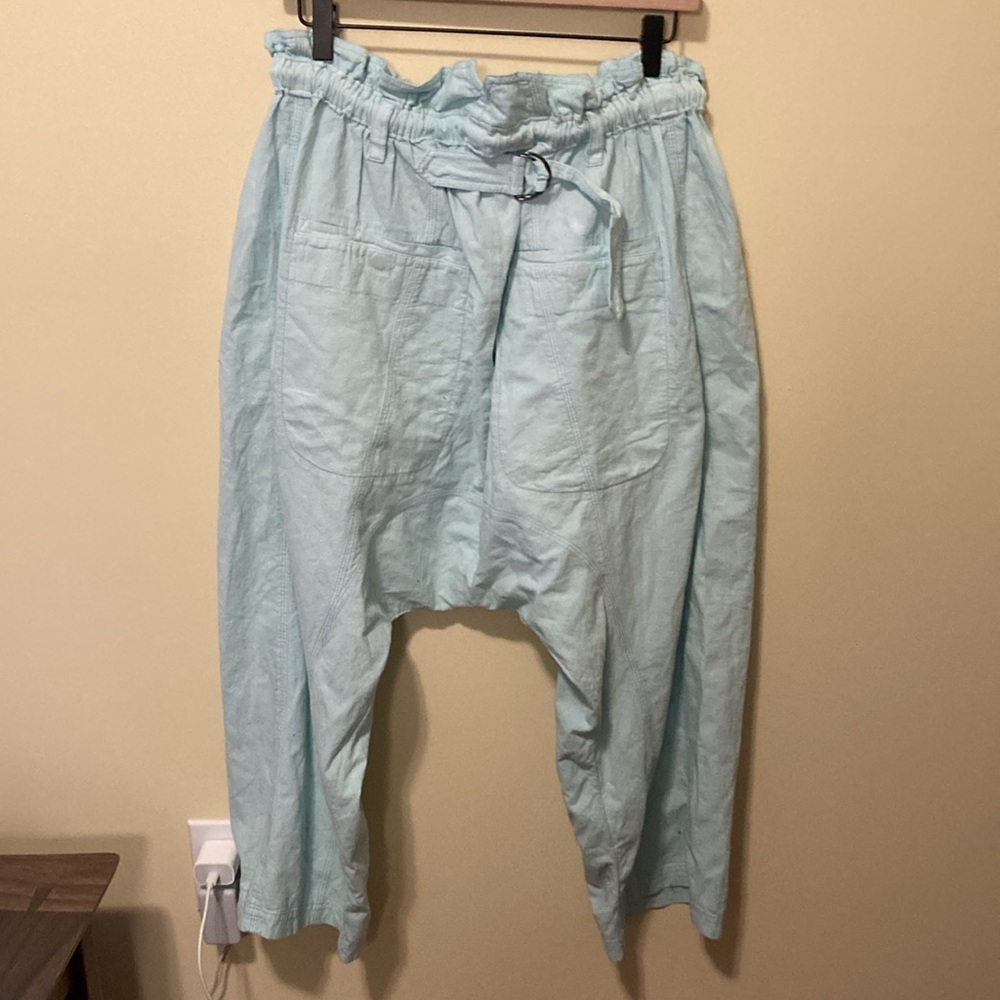 Free People Blue Cropped Ankle Pants with Paper-Bag Waist - Picture 5 of 5